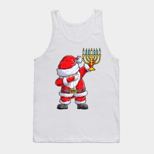 Menorah Santa Hat Chanukah Hanukkah Jewish Christmas Pajama Tank Top